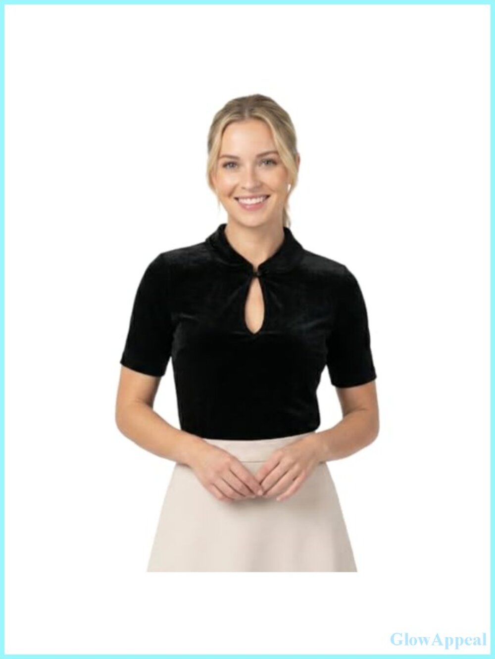 Vintage Velvet Blouse Peter Pan Collar Keyhole Neckline Retro
